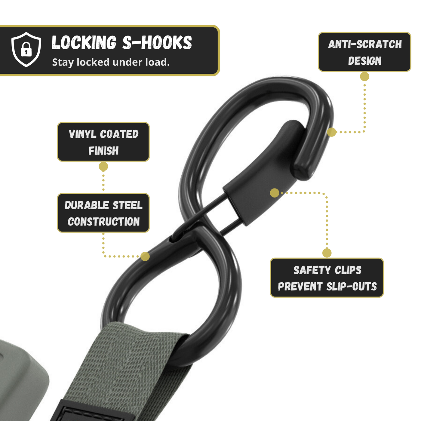 Retractable Ratchet Straps - 1" x 15 ft (1,760 lbs Break Strength) | Auto Self Retracting Cargo Tie Down Strap Set