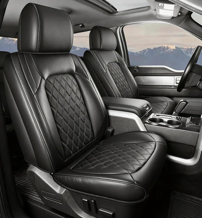 Umbrauto Seat Covers for Silverado/Sierra| Waterproof Leather Pickup Truck Custom Seat Covers Full Set for Chevy Silverado GMC Sierra ,Black