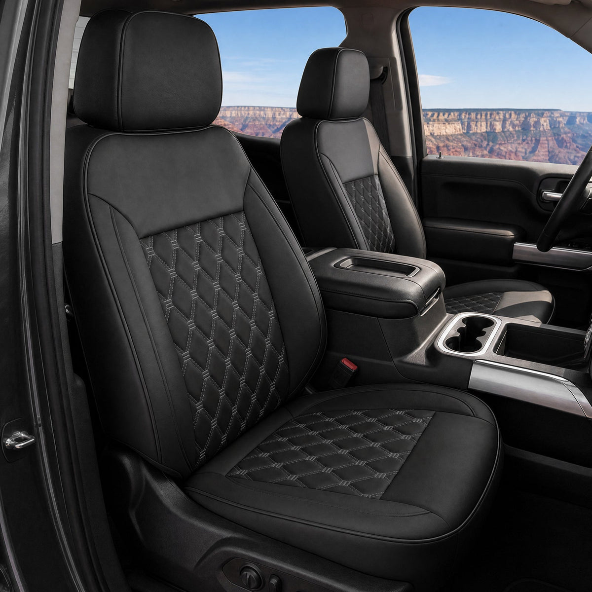 Umbrauto Custom Seat Covers for Silverado and GMC Sierra,Waterproof Nappa Leather Full Set Seatcovers for Chevy Silverado/GMC Sierra 2007-2013 & 2019-2026 1500, 2020-2026 2500HD 3500HD Crew/Double/Extended Cab