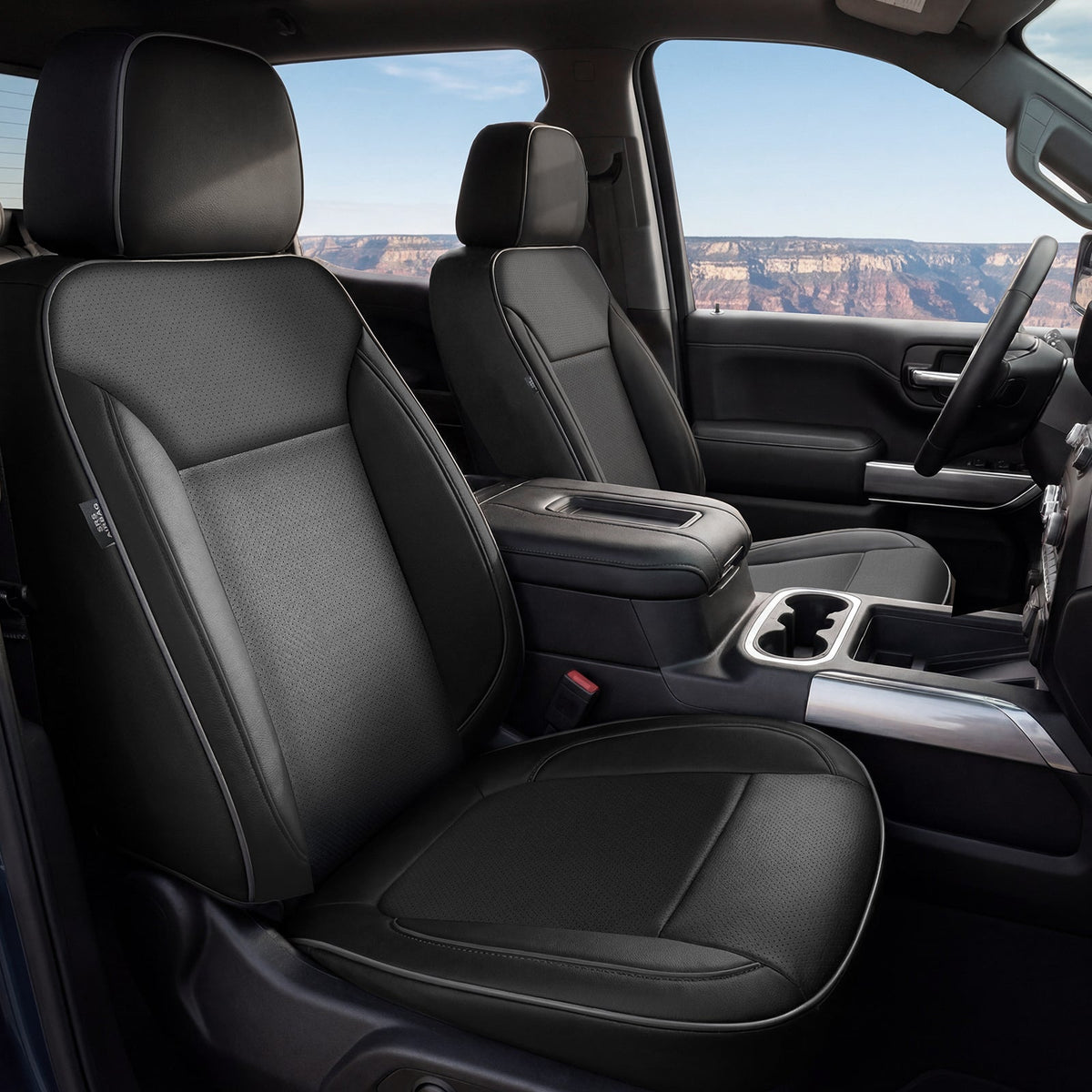 Umbrauto Custom Seat Covers for Silverado and GMC Sierra,Waterproof Nappa Leather Full Set Seatcovers for Chevy Silverado/GMC Sierra 2007-2013 & 2019-2026 1500, 2020-2026 2500HD 3500HD Crew/Double/Extended Cab