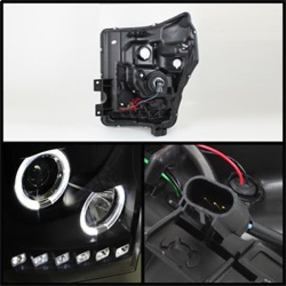 Spyder Ford Super Duty 11-15 Projector Headlights LEDHalo DRL Blk High H1 Low 9006 PRO-YD-FS11-HL-BK 5070272