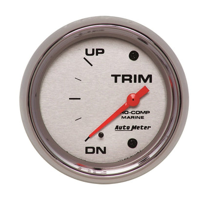 Autometer Marine Chrome Gauge 2-5/8in Electric Trim Level Gauge 0OHM Down - 90OHM Up 200767-35