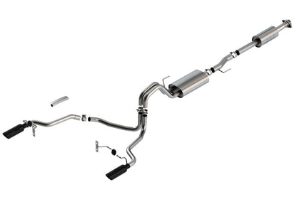 Borla F-150 2021 2.7L/3.5L 4dr CC SB EC STB Lar/KingR/Plnm/LTD 3/2.25 SRE CB Touring BLK CHR Tips 140862BC