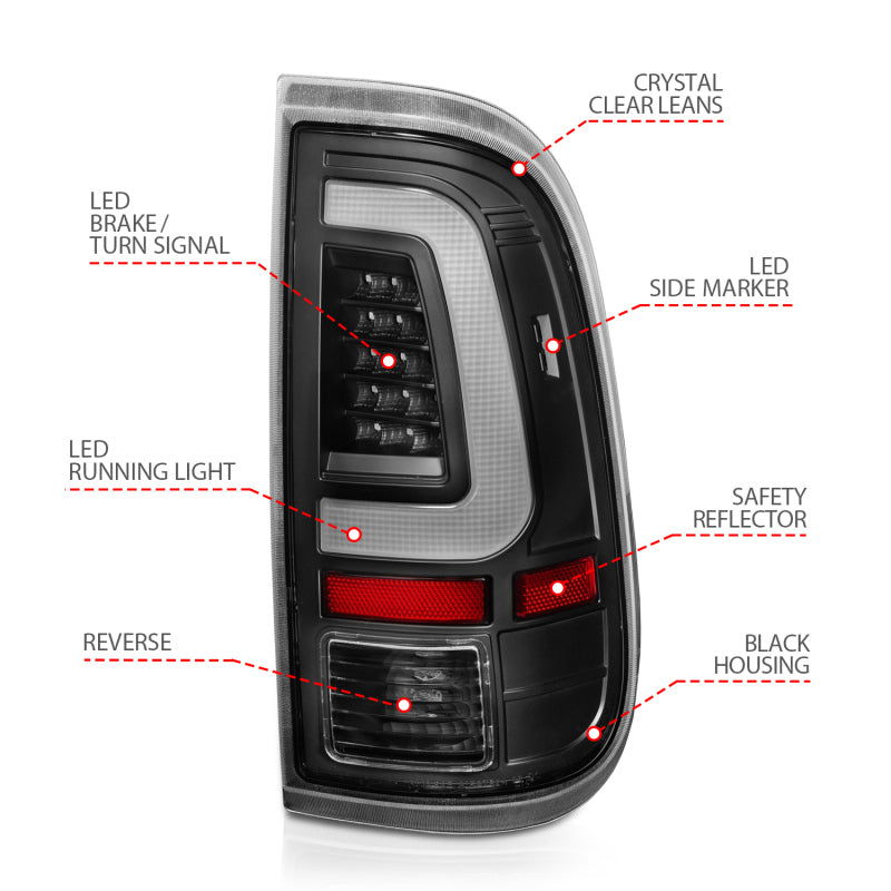 ANZO 2008-2016 Ford F-250 LED Taillights Black Housing Clear Lens (Pair) 311356