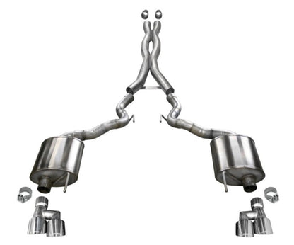 Corsa 18-20 Ford Mustang GT Convertible w/o Active Valves Sport Cat-Back w/ Polished 4in Tips 21047