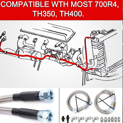For GM Chevy 1996 &Newer 4L80E Flexible SS Braided Transmission Cooler Hose Line