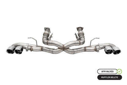 Corsa 2020 Corvette C8 3in Xtreme Cat-Back Exhaust 4.5in Pol Quad Tips - Integrates stock AFM Valve 21102