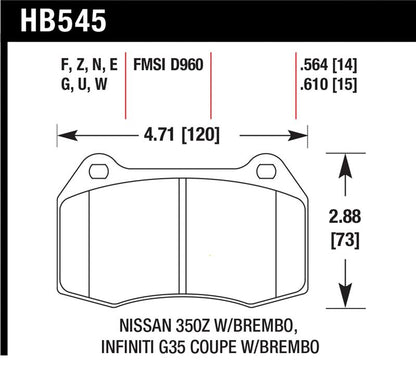 Hawk 2003-2004 Infiniti G35 (w/Brembo Brakes) HPS 5.0 Front Brake Pads