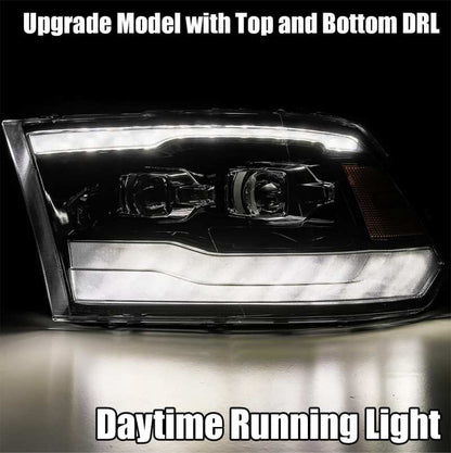 AlphaRex 09-18 Dodge Ram 1500HD LUXX LED Proj Headlights Plnk Style Blk w/Activ Light/Seq Signal/DRL 880539 *Discontinued