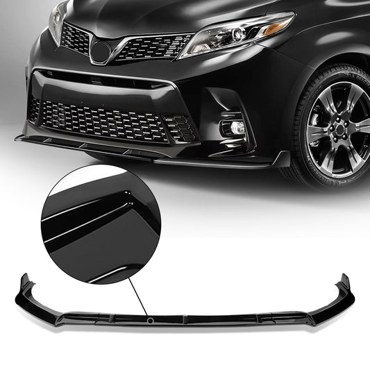 GEN PERFORMANCE 18-20 TOYOTA SIENNA MP-STYLE GLOSSY BLACK FRONT BUMPER SPOILER LIP