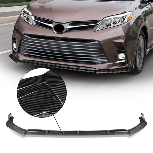 GEN PERFORMANCE  18-20 TOYOTA SIENNA MP-STYLE CARBON FIBER LOOK FRONT BUMPER SPOILER LIP