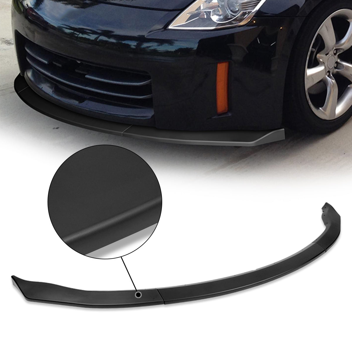 GEN PERFORMANCE 06-09 NISSAN 350Z GT-STYLE MATTE BLACK FRONT BUMPER LIP