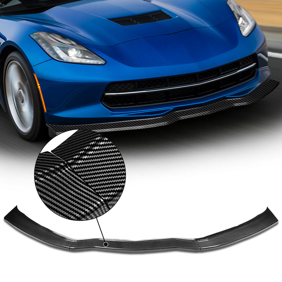 GEN PERFORMANCE 14-19 CHEVY CORVETTE CARBON FIBER LOOK FRONT BUMPER LIP