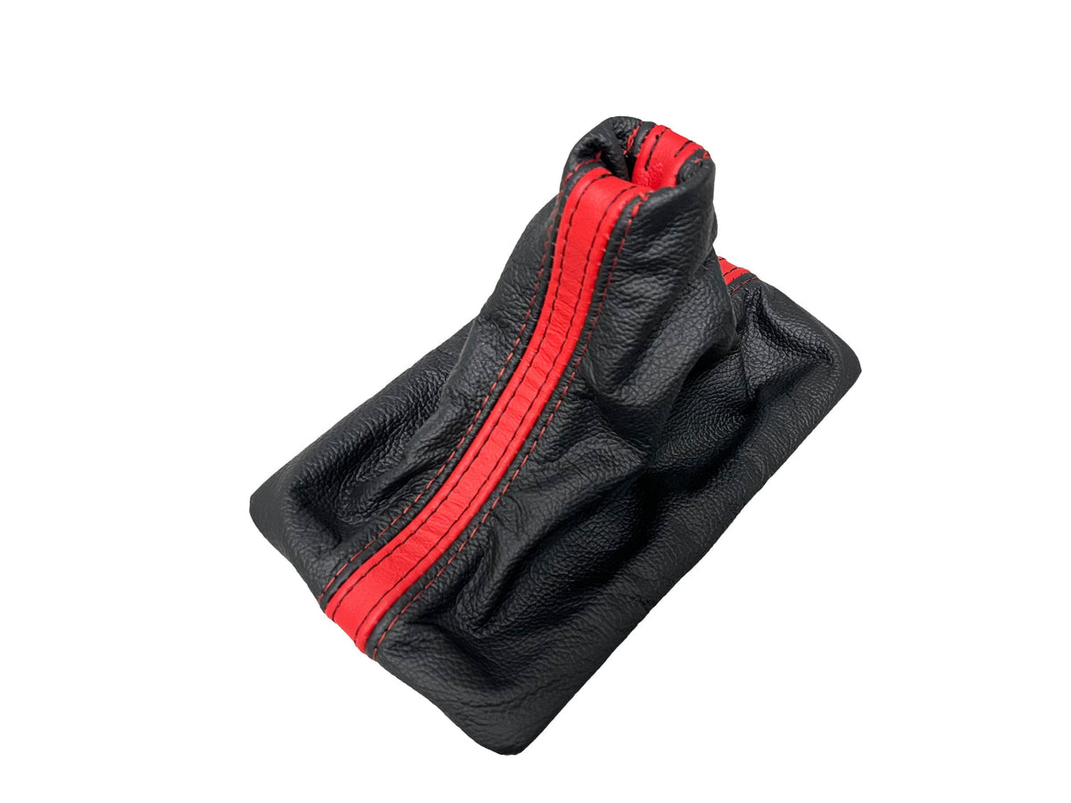 For 2005-2009 Ford Mustang GT Torch Red & Black Leather Manual Shift Boot Cover + Frame