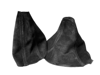 For 2005-2013 BMW E91 E92 E93 Black Stitch Genuine Suede Shift & Handbrake Boot Cover
