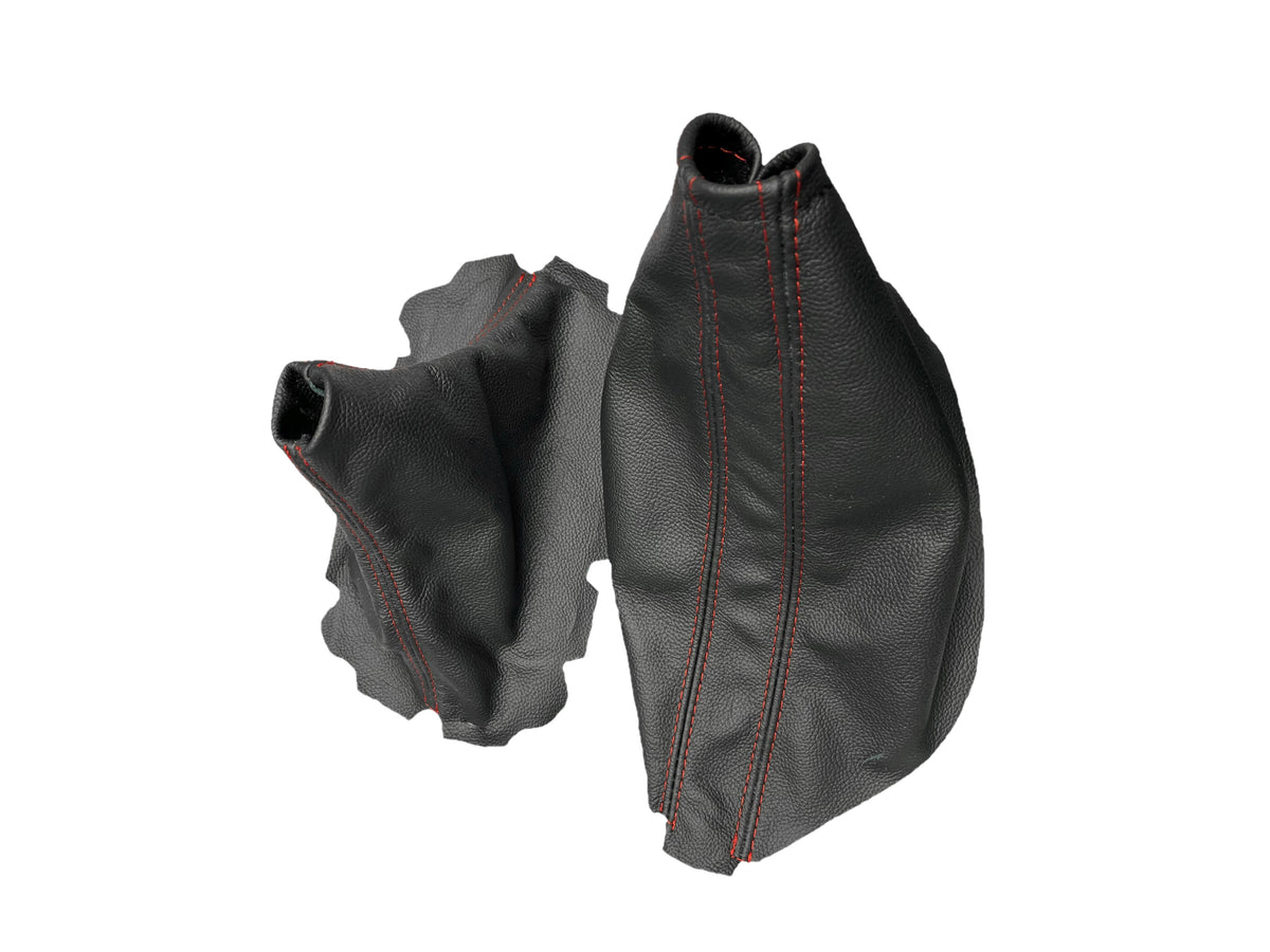 Red Stitch Leather Parking Brake & Shift Boot Cover For Ford Mustang GT 2005 2006 2007 2008 2009