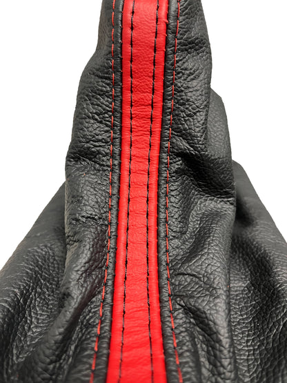 For 2005-2009 Ford Mustang GT Torch Red & Black Leather Manual Shift Boot Cover + Frame