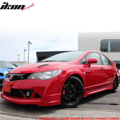 2006-2011 Honda Civic RR Style Unpainted Front Rear Fender Flares ABS