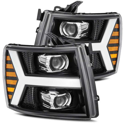 AlphaRex 07-13 Chevy 1500HD PRO-Series Proj Headlight Plank Style Gloss Blk w/Activ Light/Seq Signal 880206 *Discontinued