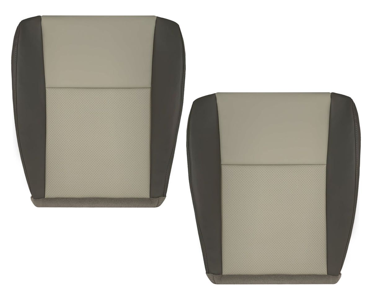 2008-2010 Jeep Grand Cherokee  Front Bottom Synthetic Leather Seat Cover 2 Tone Tan (Dk Khaki/Lt Graystone)
