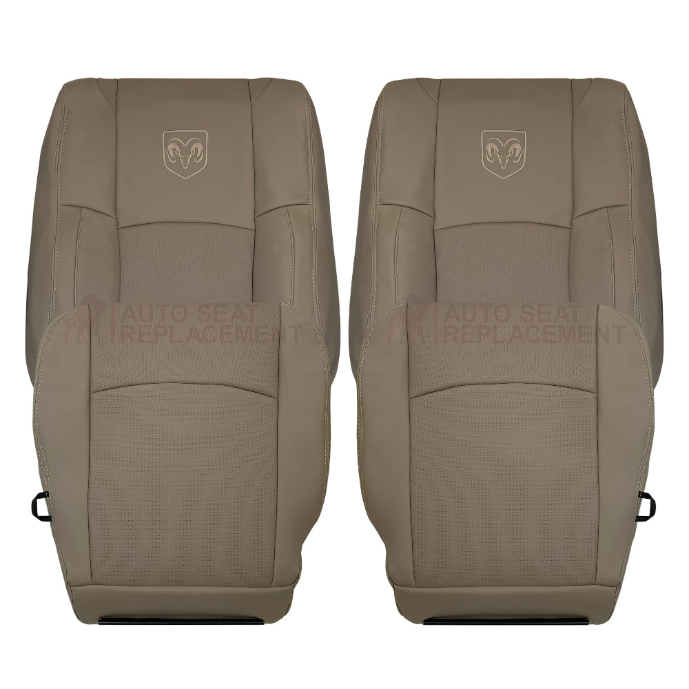 2009 - 2012 Dodge Ram 1500 2500 3500 Laramie Replacement Seat Cover in Light Pebble “Tan" With Perforated Inserts: Choose From Variants