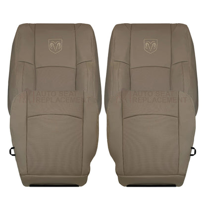 2009 - 2012 Dodge Ram 1500 2500 3500 Laramie Replacement Seat Cover in Light Pebble “Tan" With Perforated Inserts: Choose From Variants