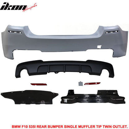 2011-2016 F10 535i MP Style Single Muffler Twin Outlet Rear Bumper