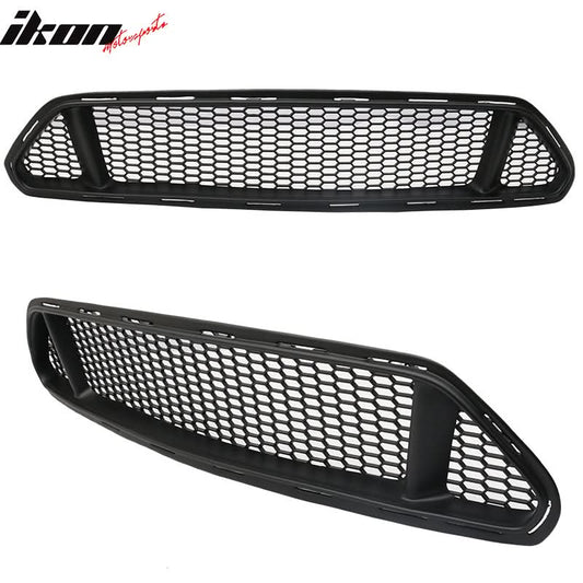 2015-2017 Ford Mustang IKON Style Black Front Upper & Lower Car Grille