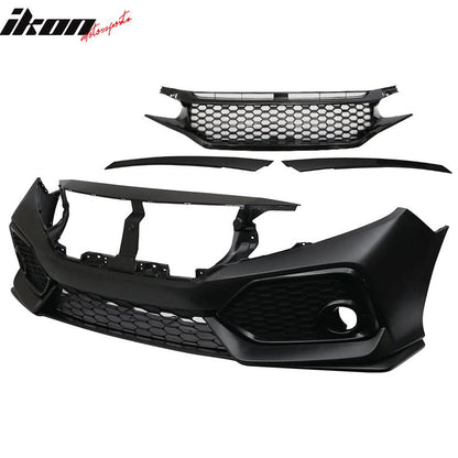 2016-2021 Honda Civic OE Style Unpainted Front Bumper Cover W/ Grille