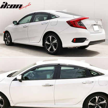 2016-2021 Honda Civic Sedan Smoke Chrome Mugen Window Visors Acylic
