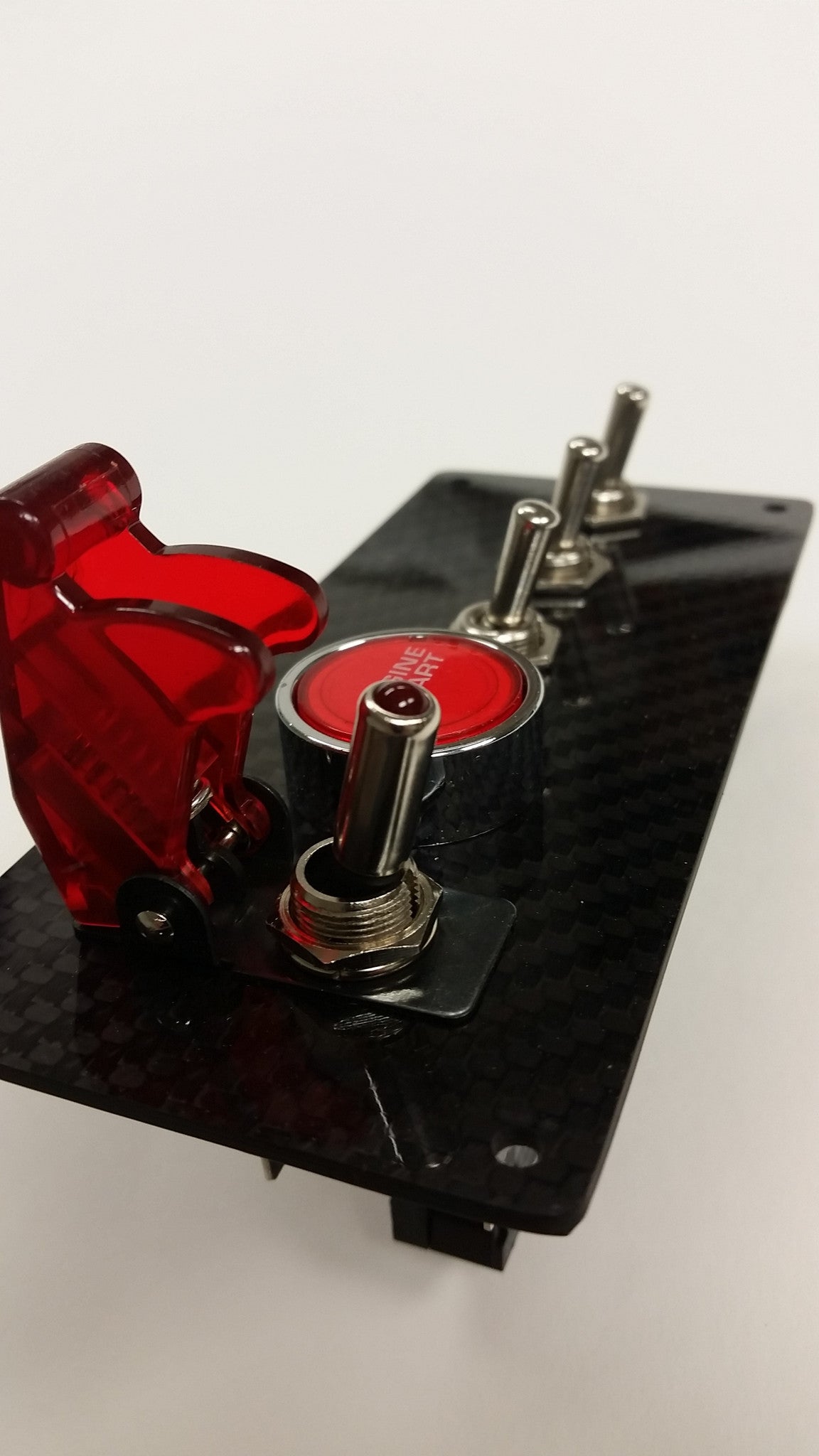 Racing REAL CARBON FIBER 12V Switch Panel LED Engine Start Push Button Toggle