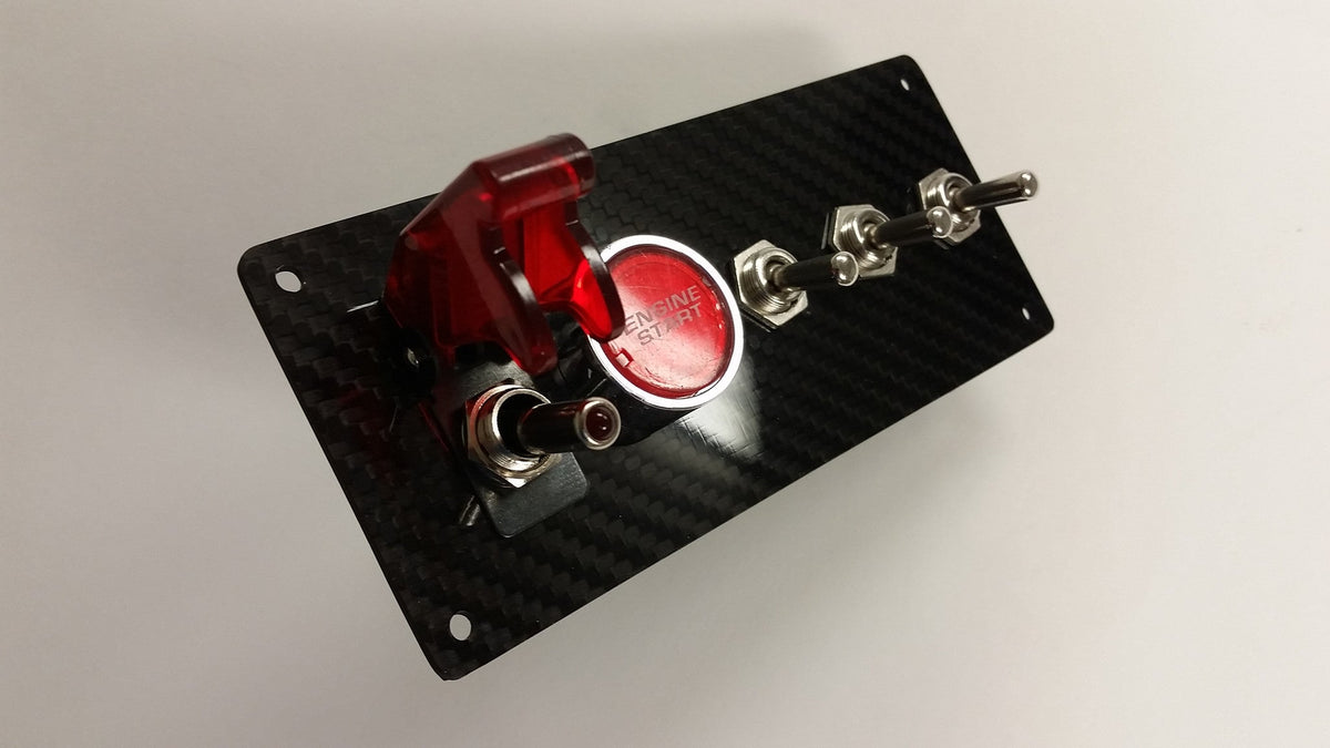 Racing REAL CARBON FIBER 12V Switch Panel LED Engine Start Push Button Toggle