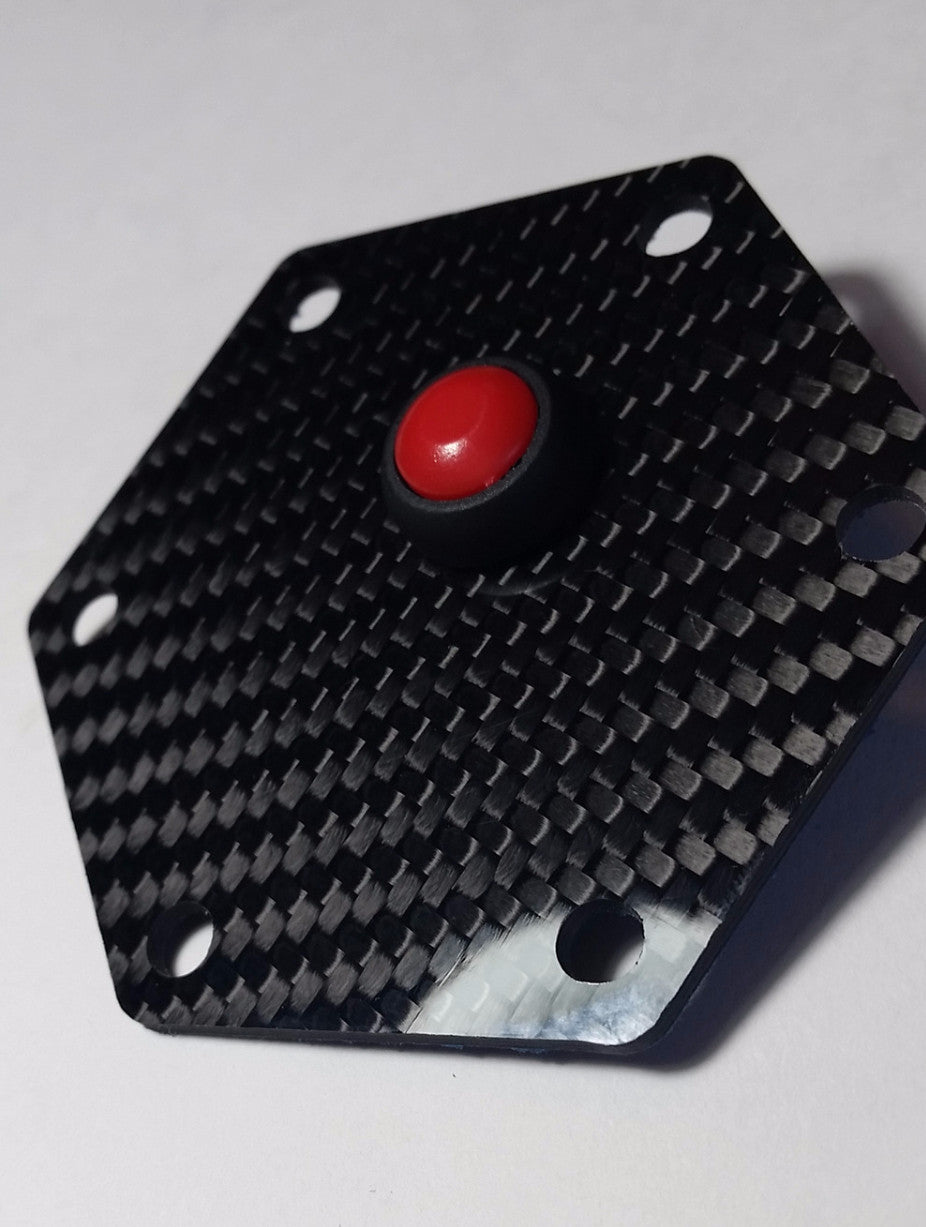 CARBON FIBER Glossy Steering Wheel Horn Button Cover Plate W/ Button