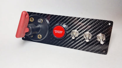 Racing Carbon FIber 12V Switch Panel LED Engine Start Toggle with BATTERY CUTOFF