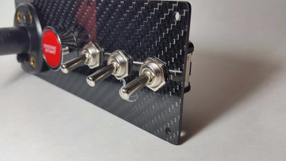 Racing Carbon FIber 12V Switch Panel LED Engine Start Toggle with BATTERY CUTOFF