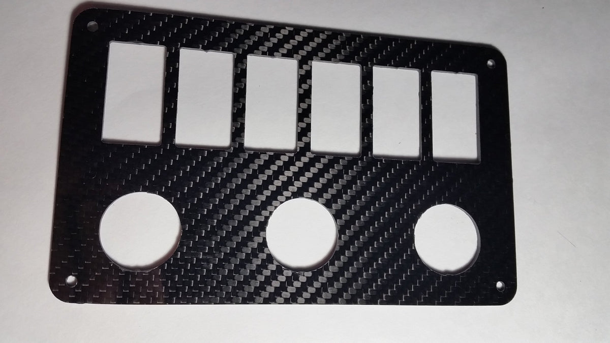 6 Gang REAL CARBON FIBER Car Marine Boat Circuit RV LED Rocker Switch Panel
