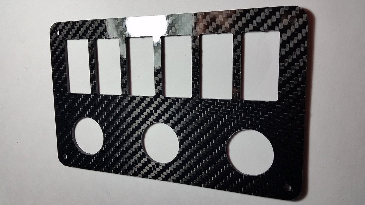 6 Gang REAL CARBON FIBER Car Marine Boat Circuit RV LED Rocker Switch Panel