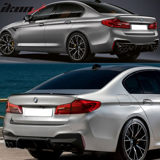 2017-2020 BMW 5 Series G30 Rear Bumper Lip Diffuser Quad Outlets