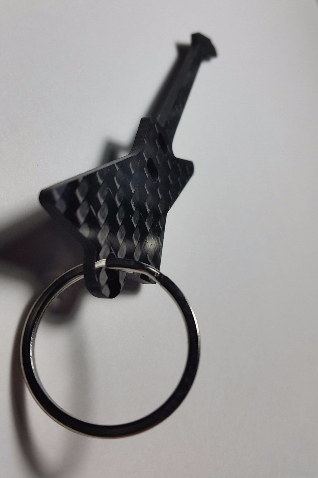 Gibson Explorer Guitar Inspired Solid CARBON FIBER 2.0mm Key Chain