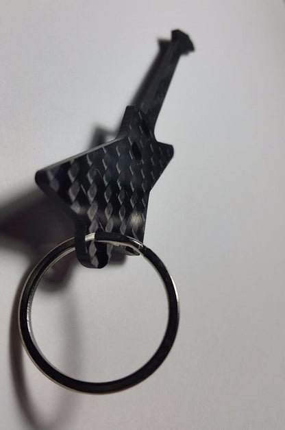 Gibson Explorer Guitar Inspired Solid CARBON FIBER 2.0mm Key Chain