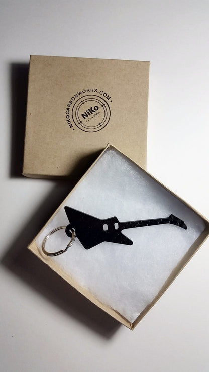 Gibson Explorer Guitar Inspired Solid CARBON FIBER 2.0mm Key Chain