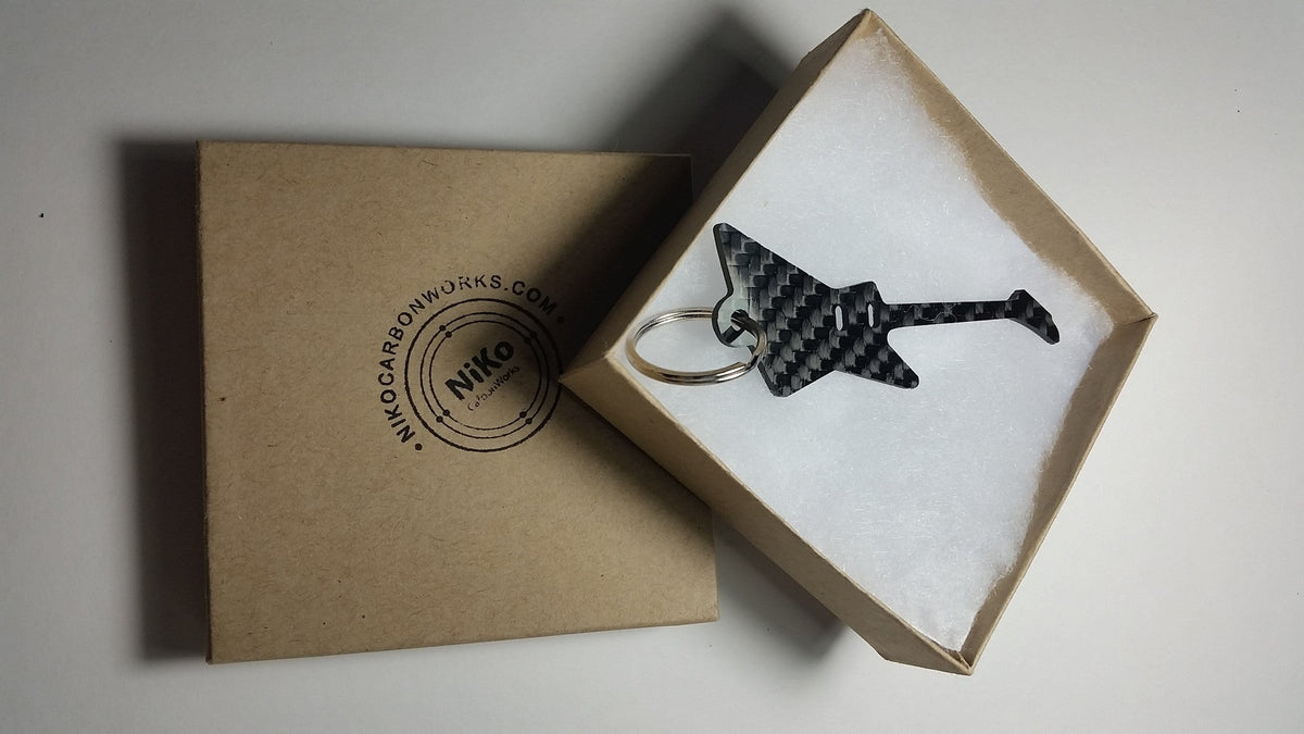 Gibson Explorer Guitar Inspired Solid CARBON FIBER 2.0mm Key Chain