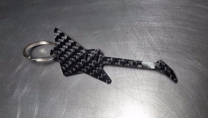 Gibson Explorer Guitar Inspired Solid CARBON FIBER 2.0mm Key Chain