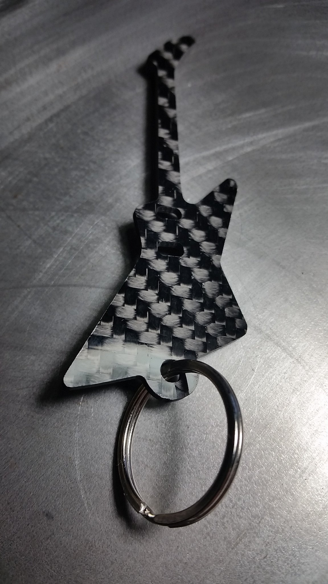 Gibson Explorer Guitar Inspired Solid CARBON FIBER 2.0mm Key Chain