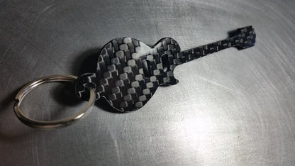 Gibson Les Paul Guitar Inspired Solid CARBON FIBER 2.0mm Key Chain