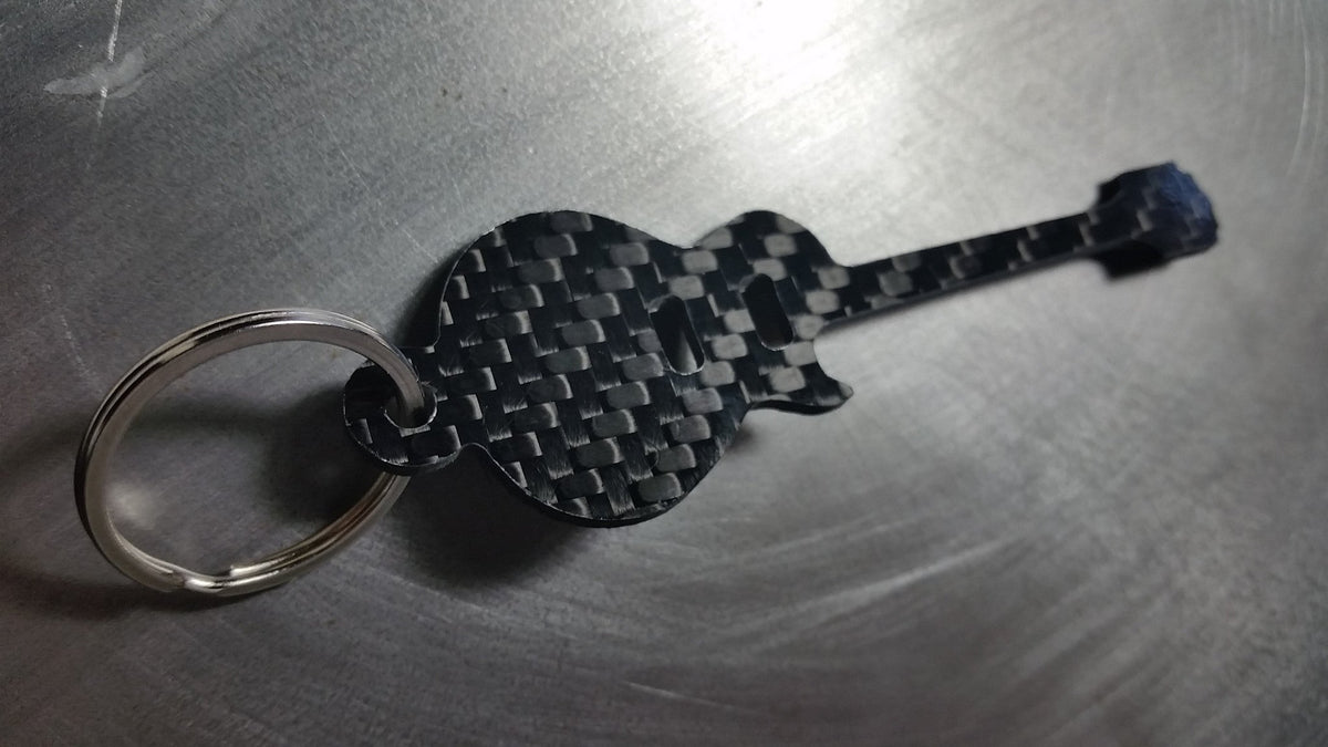 Gibson Les Paul Guitar Inspired Solid CARBON FIBER 2.0mm Key Chain