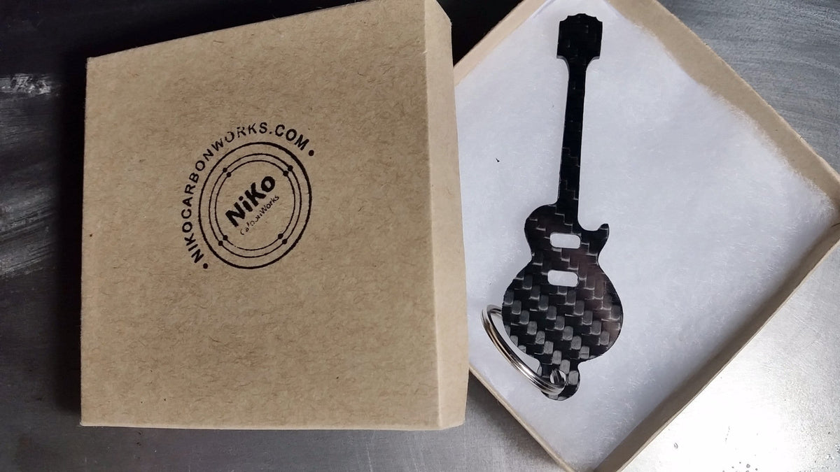 Gibson Les Paul Guitar Inspired Solid CARBON FIBER 2.0mm Key Chain