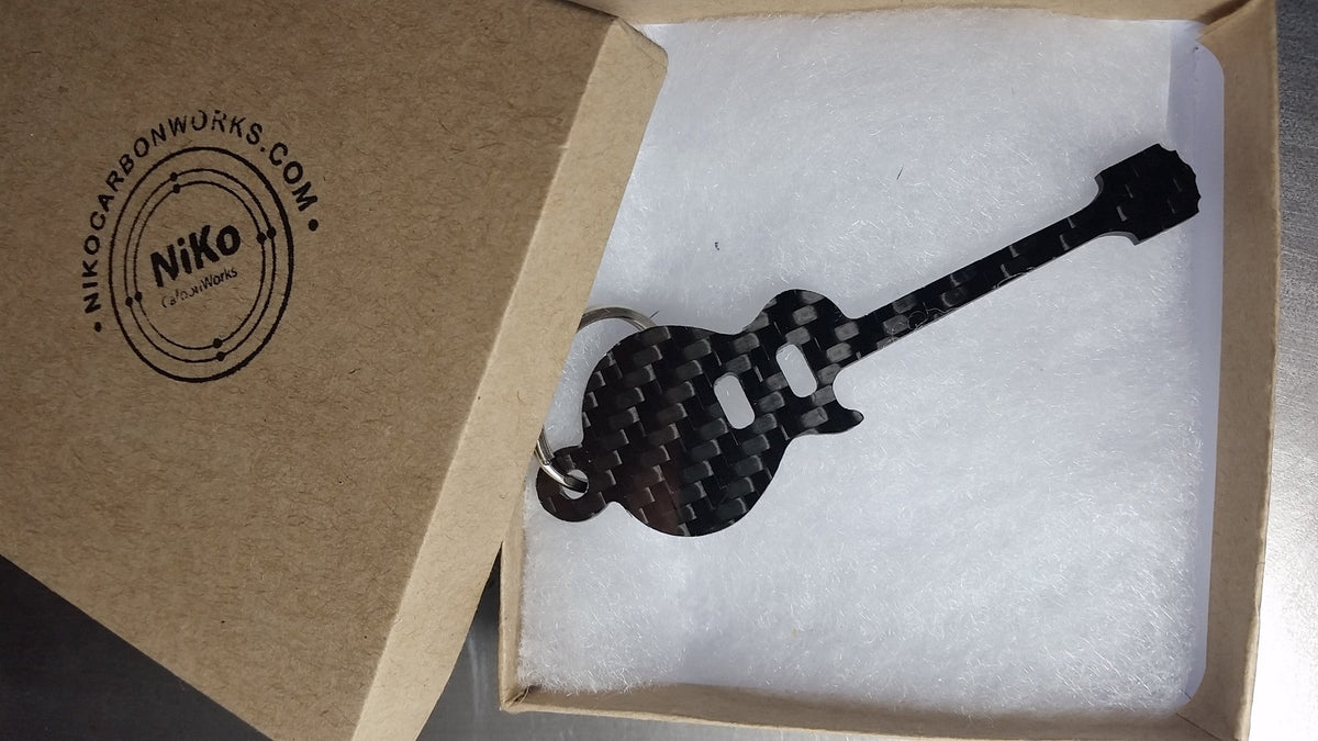 Gibson Les Paul Guitar Inspired Solid CARBON FIBER 2.0mm Key Chain