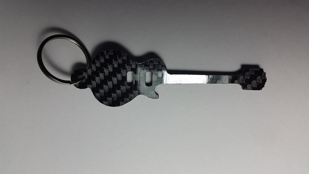 Gibson Les Paul Guitar Inspired Solid CARBON FIBER 2.0mm Key Chain