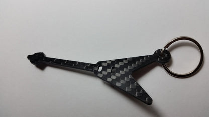 Gibson Flying V Guitar Inspired Solid CARBON FIBER 2.0mm Key Chain